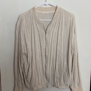 KORI Beige Zip-Front Women's Bomber Jacket
